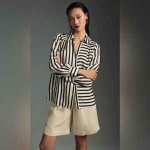 Anthropologie Maeve Silky Striped
Button Down Small